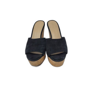 Veronica Beard Dali Black Cork Wedge Heels
